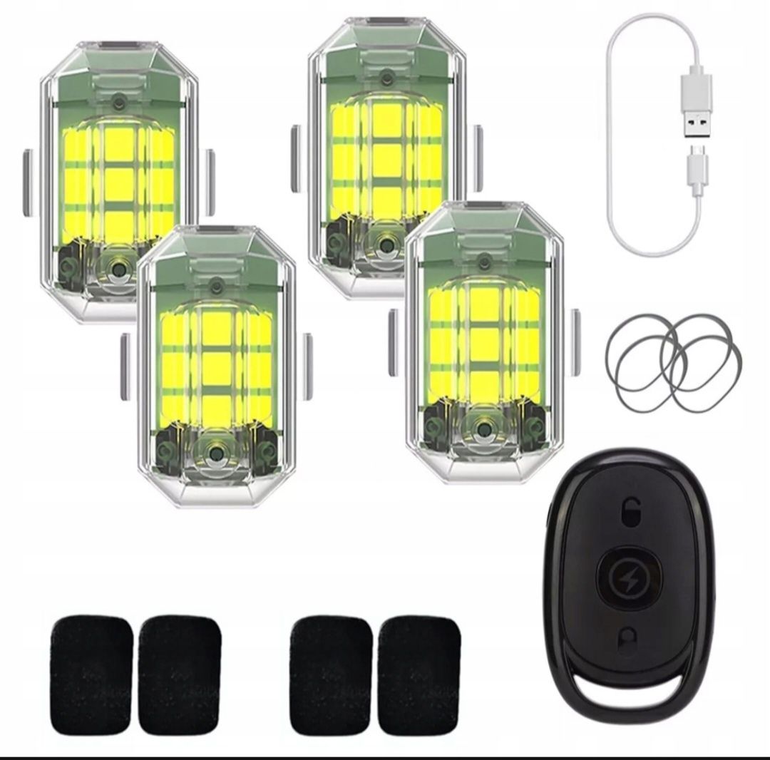 LED Lampki stroboskopowe 4szt do samochodu do roweru, motor + Pilot