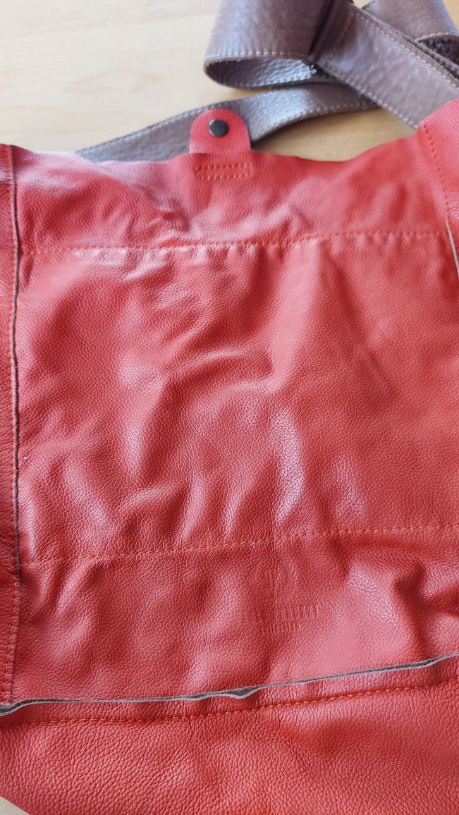 Torba torebka shopper pojemna skora zamszowa malinowa