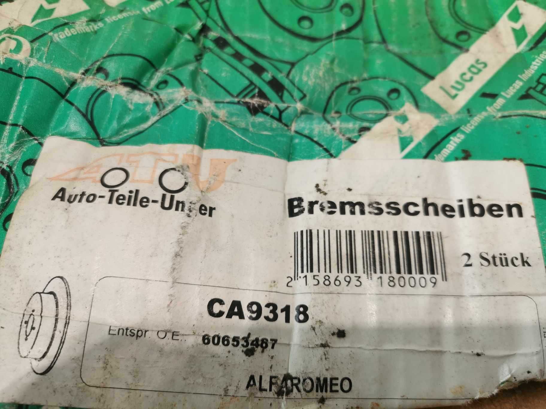 Tarcza hamulcowa 2x komplet Lucas Alfa romeo 147 156 przód