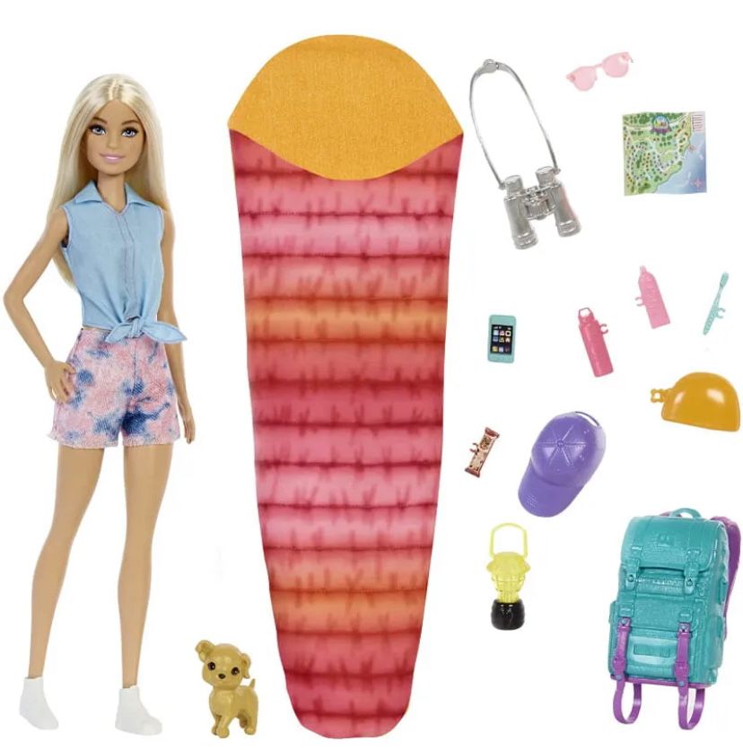 Lalka Barbie Malibu na kempingu + akcesoria 3+