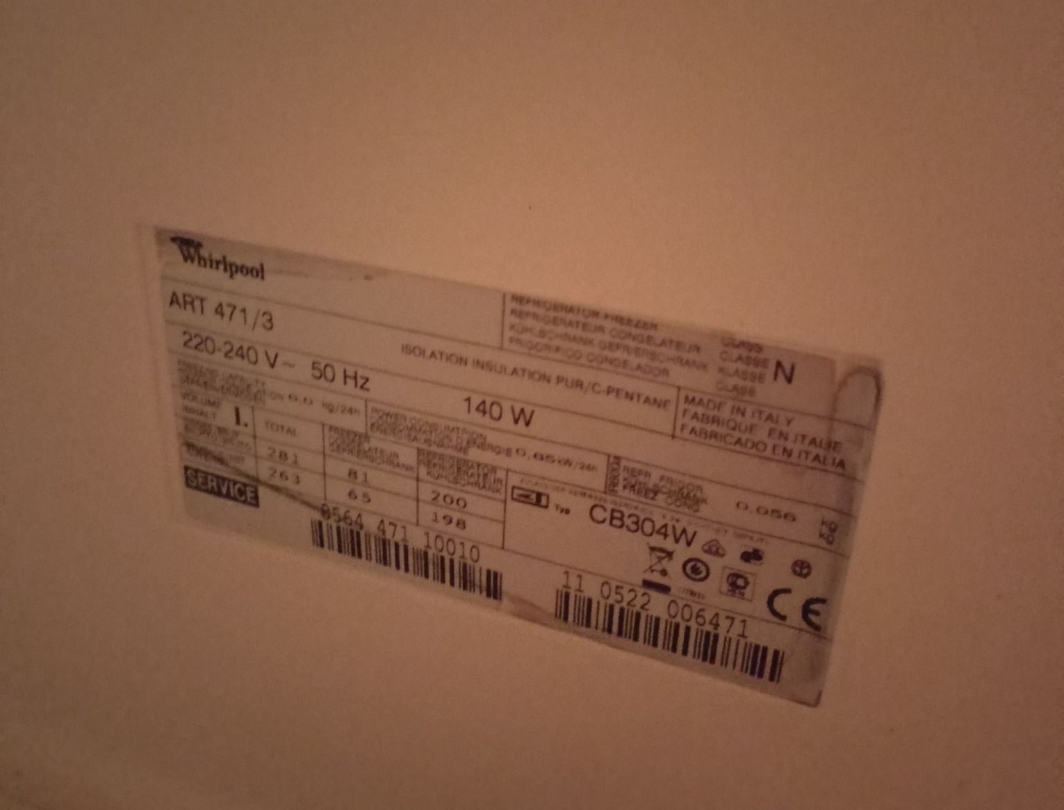 Whirlpool 471/3 lodówka idealna np. na działkę