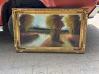quadro antigo pintado a tinta de oleo