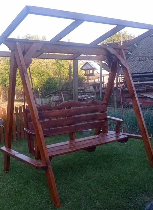 Красуня качеля гойдалка лавка дерев'яна садова