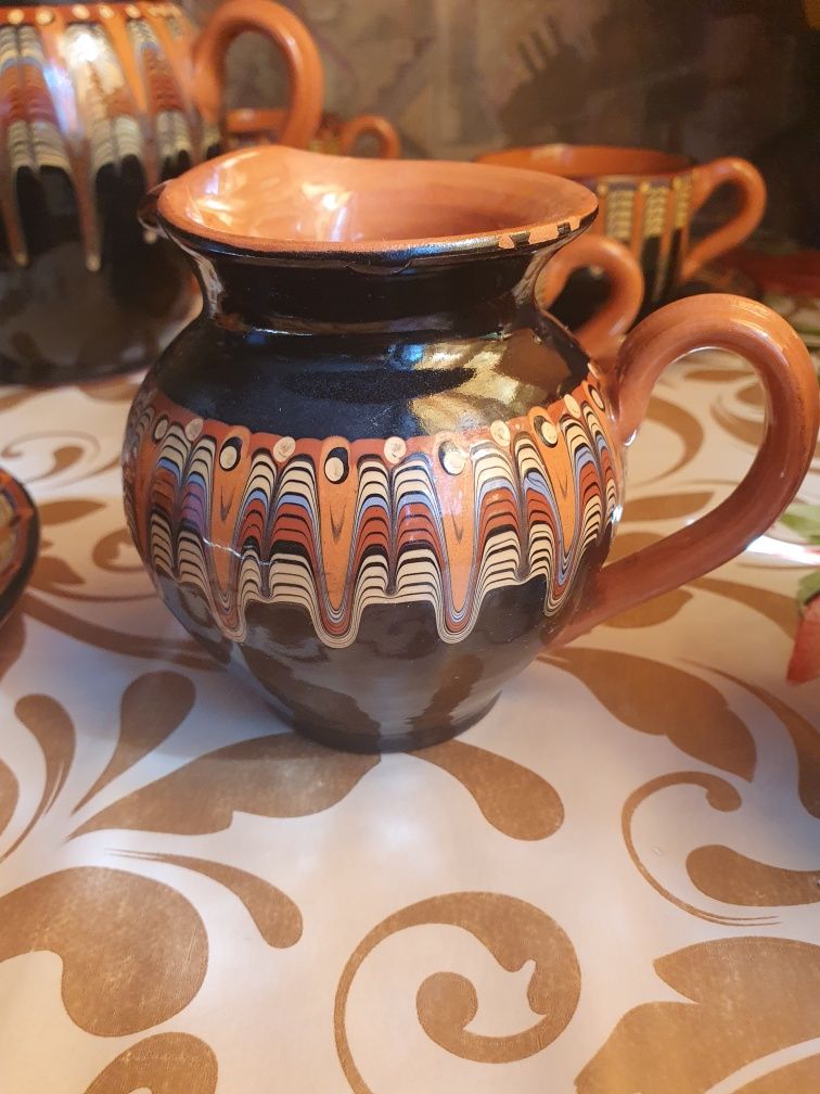 Serwis kawowy Zastawa porcelana bułgarska zestaw kamionkowy glina PRL
