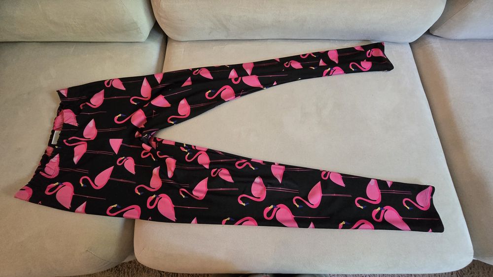 Legginsy sportowe we flamingi, rozmiar S