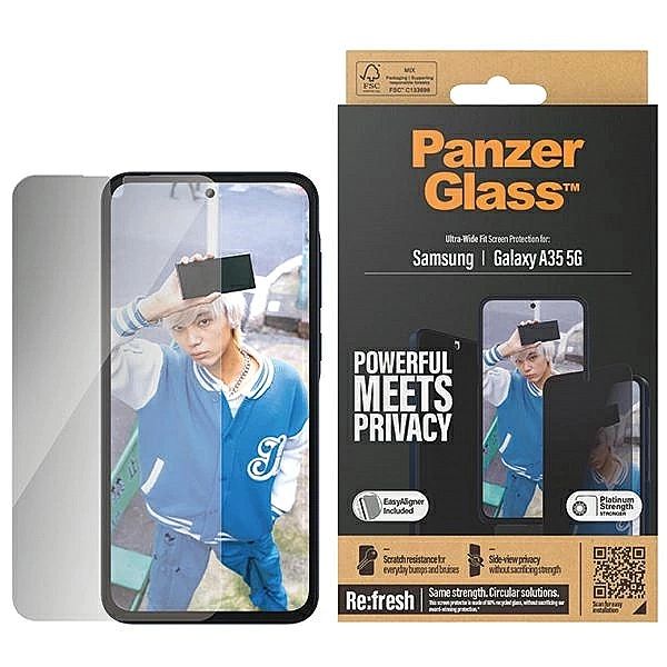 Szkło hartowane PanzerGlass Ultra-Wide Fit prywatyzujące z pozycjonere
