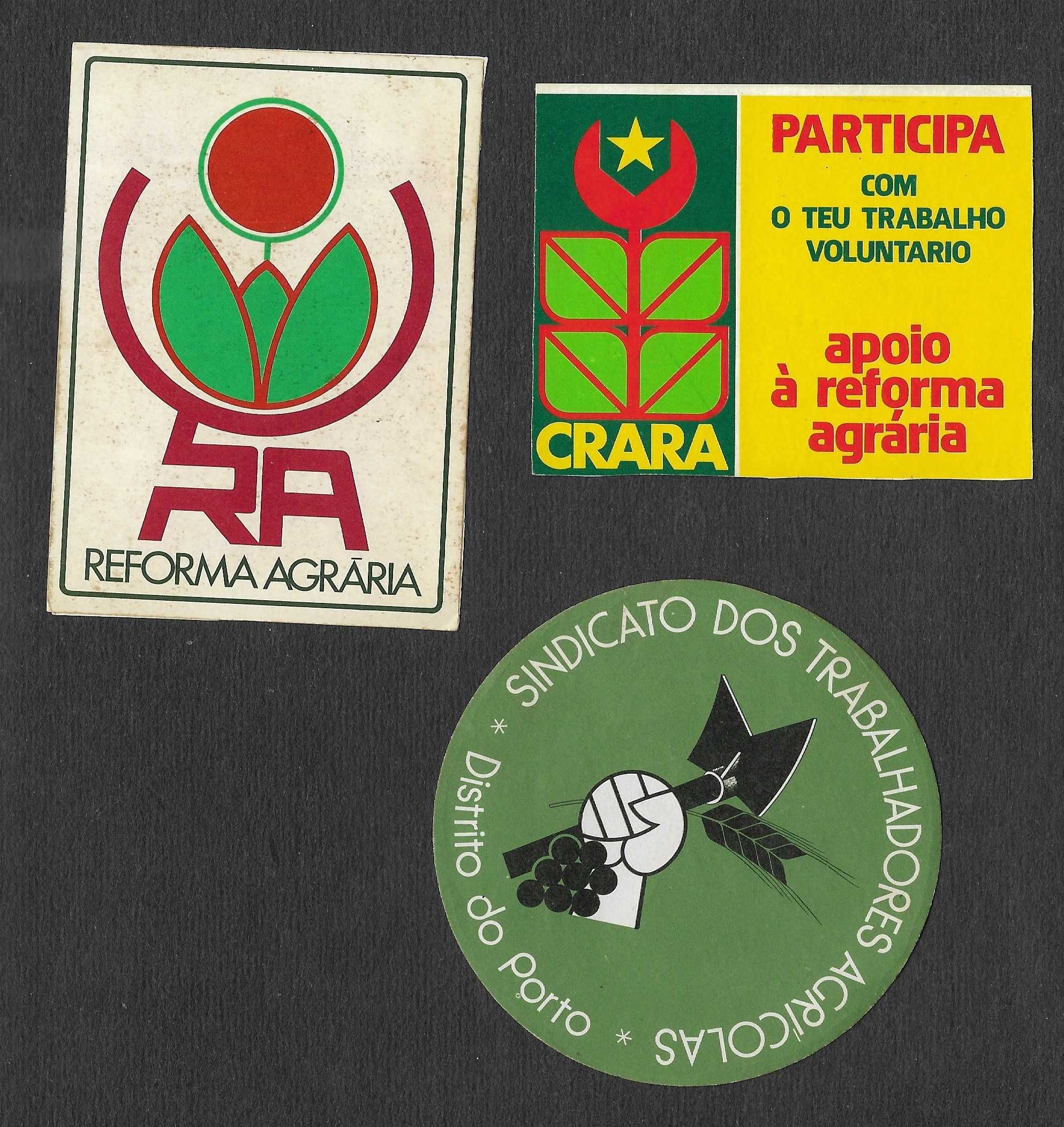 Autocolantes políticos pós 25 de Abril 1974 PREC Reforma Agrária