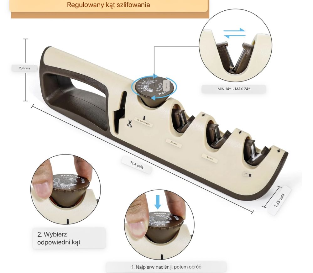 ręczna ostrzałka do noży 4 w 1 z ostrzałką do nożyczek