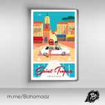 Plakat 100x70cm Saint Tropez Vintage Francja lazurowe wybrzeże