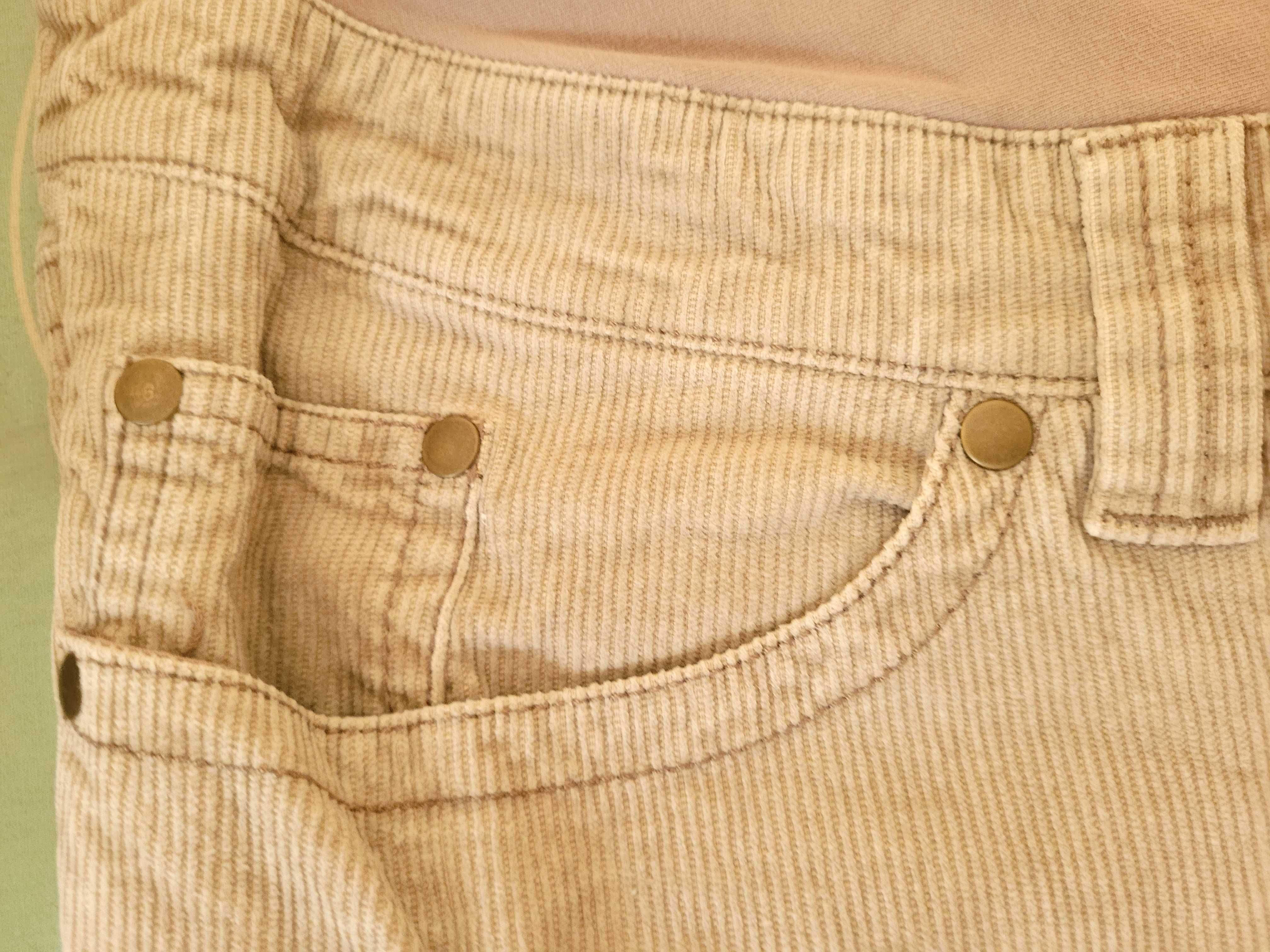Sztruksowe spodnie ciążowe – klasyczne, długie, ciepłe H&M, rozm. L.