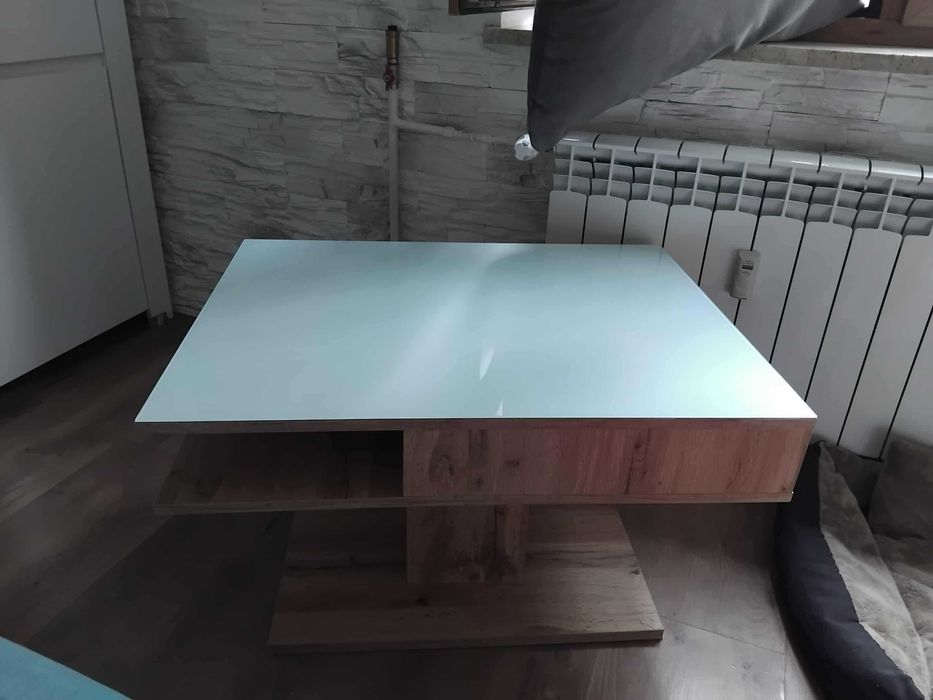 Nowoczesna ława (biały blat / dąb wotan) odbiór osobisty Jezierzyce