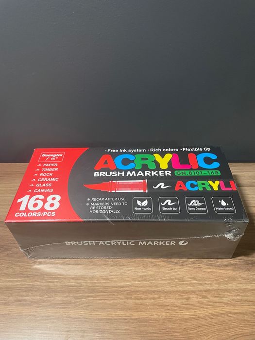 Zestaw 168 markerów akrylowych GuangNa – Brush Marker