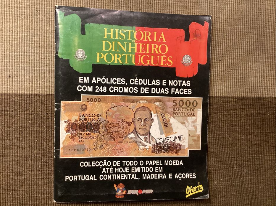 Caderneta de cromos HISTÓRIA DO DINHEIRO PORTUGUÊS. Completa