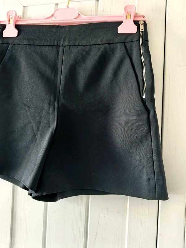 Eleganckie czarne szorty Zara, wysoki stan, XS/S, 34/36, casual, basic