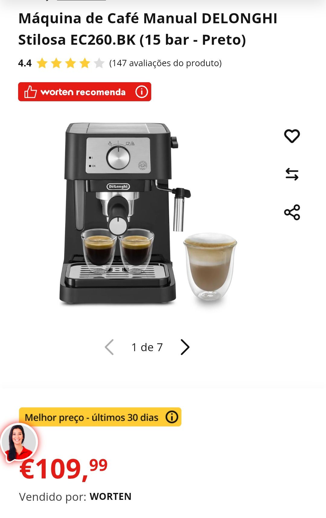 Kit máquina de café De'Longhi com Acessórios
