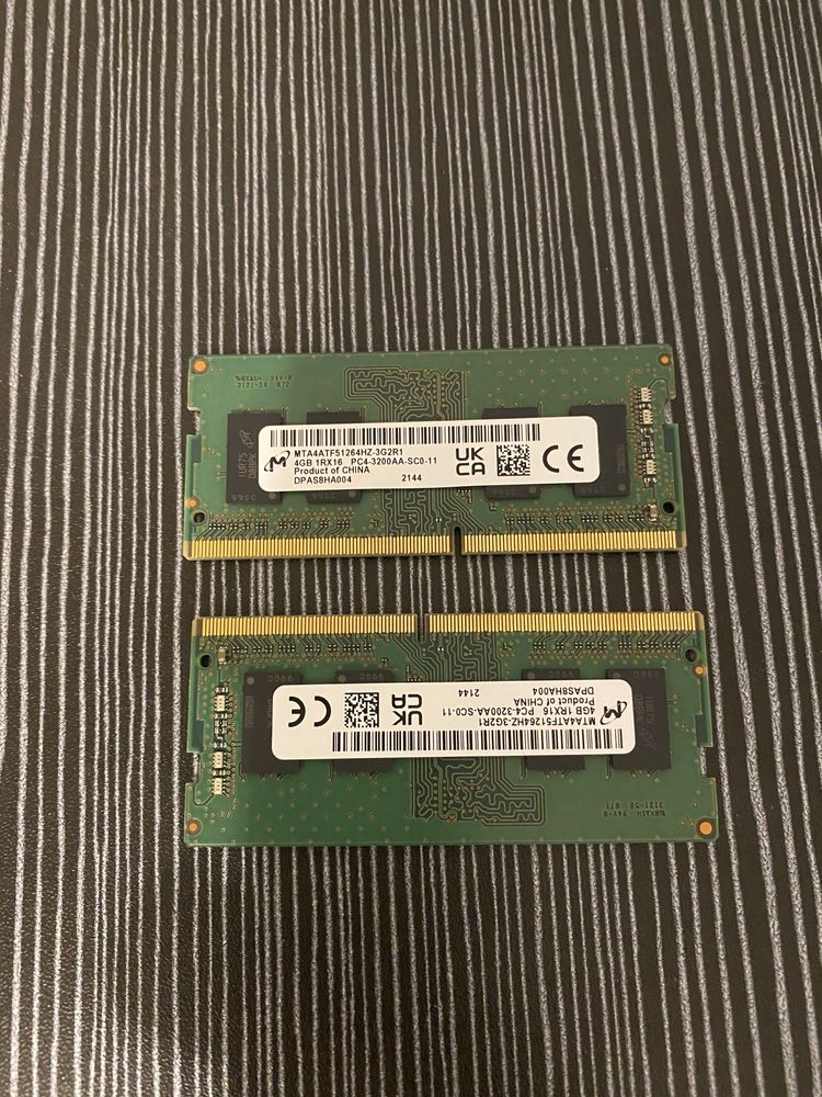 Дві планки ОЗУ для ноутбука , 4 ГБ кожна ,DDR4 3200 SODIMM