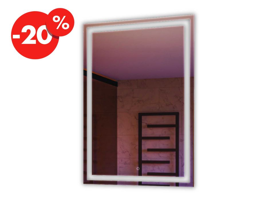 Nowoczesne Lustro Podświetlane Dekoracyjne Led Loft 50x70cm - OKAZJA