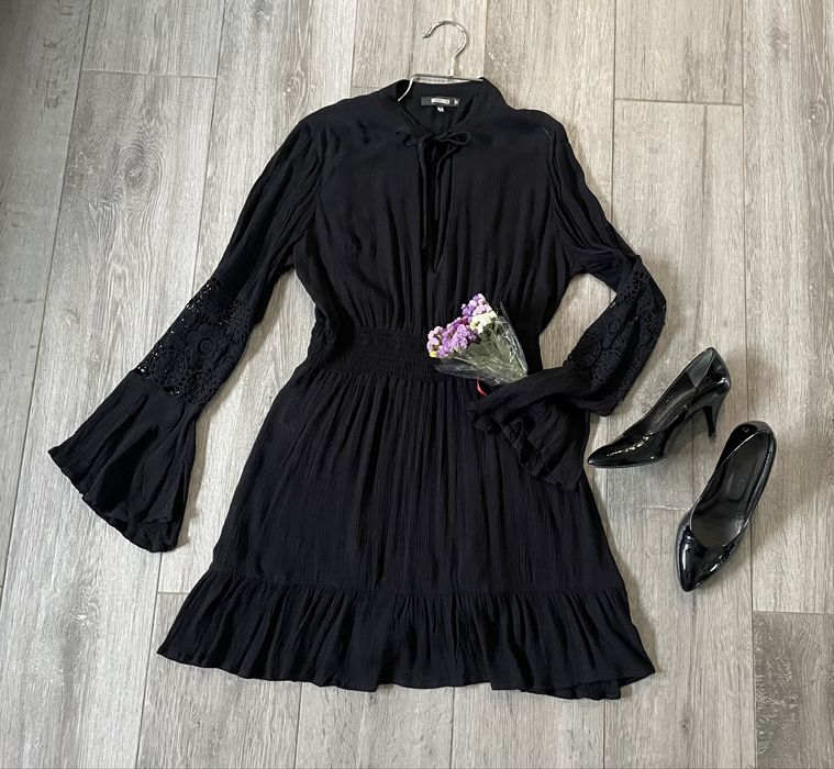 Missguided sukienka muślin czarna boho styl M 38