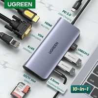 USB хаб для MacBook AIR PRO M1 M2 10 в 1 док станция HDMI Hub Ugreen