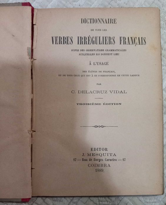 Livro antigo - Verbes Irreguliers Français - portes incluídos