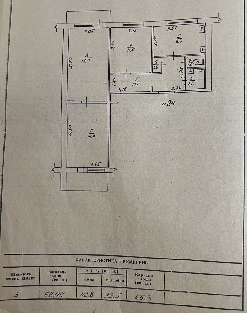 Продам 3-кімнатну квартиру, м. Вільнянськ