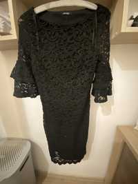 Czarna koronkowa sukienka 36 s orsay