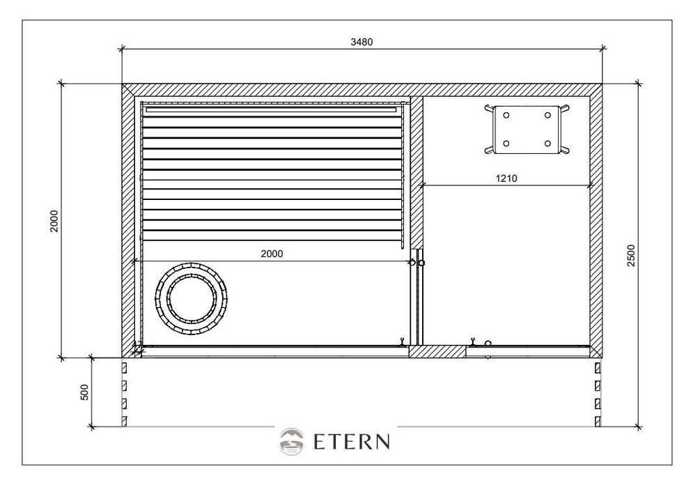 Sauna ogrodowa z przedsionkiem - na wymiar - projekt 3D - Tychy
