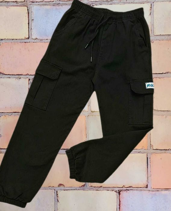 Котонові штани на флісі для хлопців підлітків 152 чорні