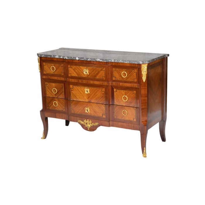Cómoda com Gavetas Bronze Napoleão III, Tampo Mármore, Século XIX