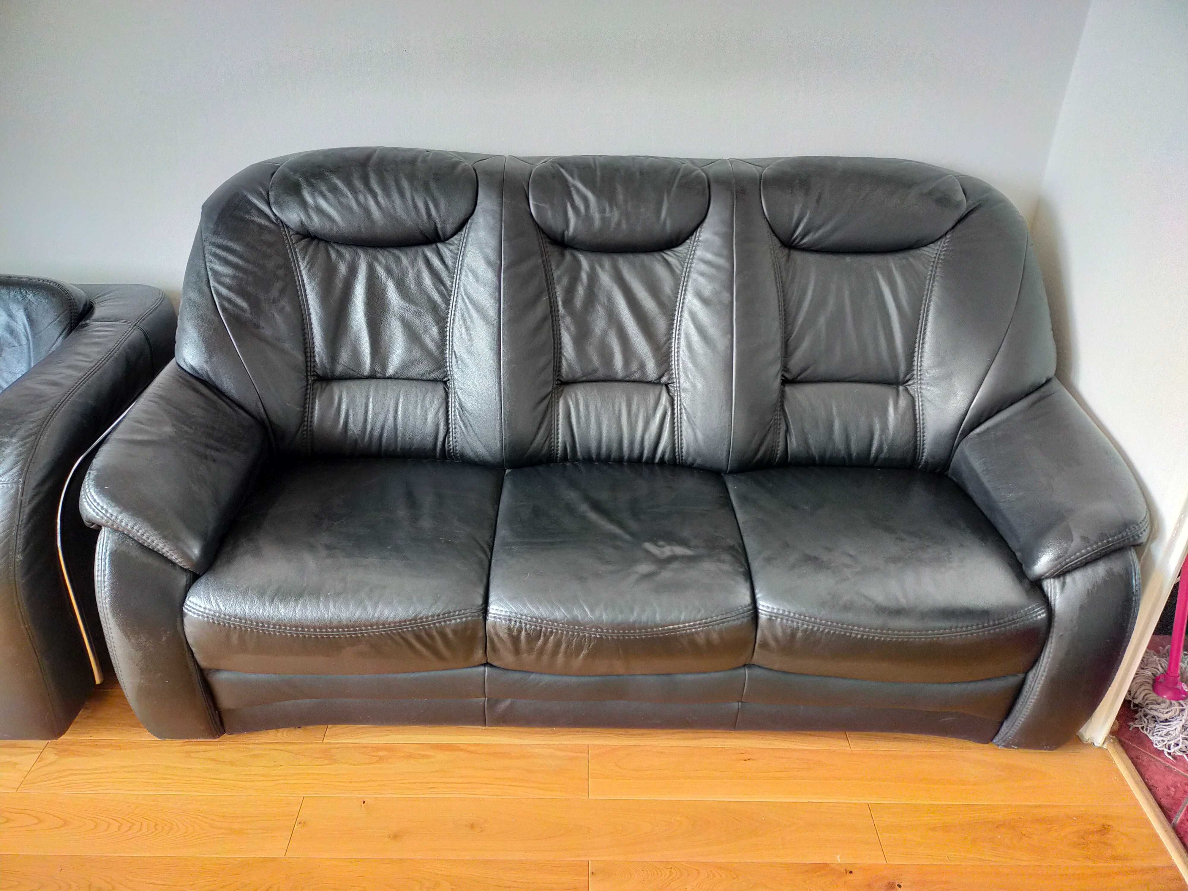 Kanapa Sofa Fotel Komplet wypoczynkowy Skóra