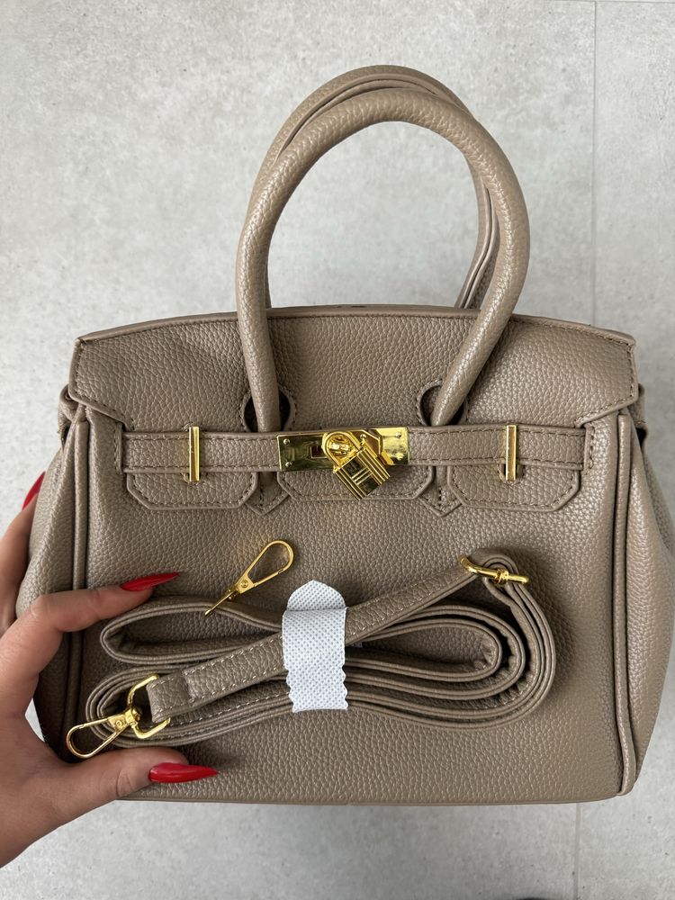 brązowa torebka w stylu birkin