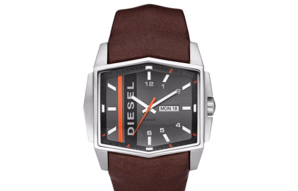 Diesel oryginalny zegarek męski na pasku brązowy pasek skóra