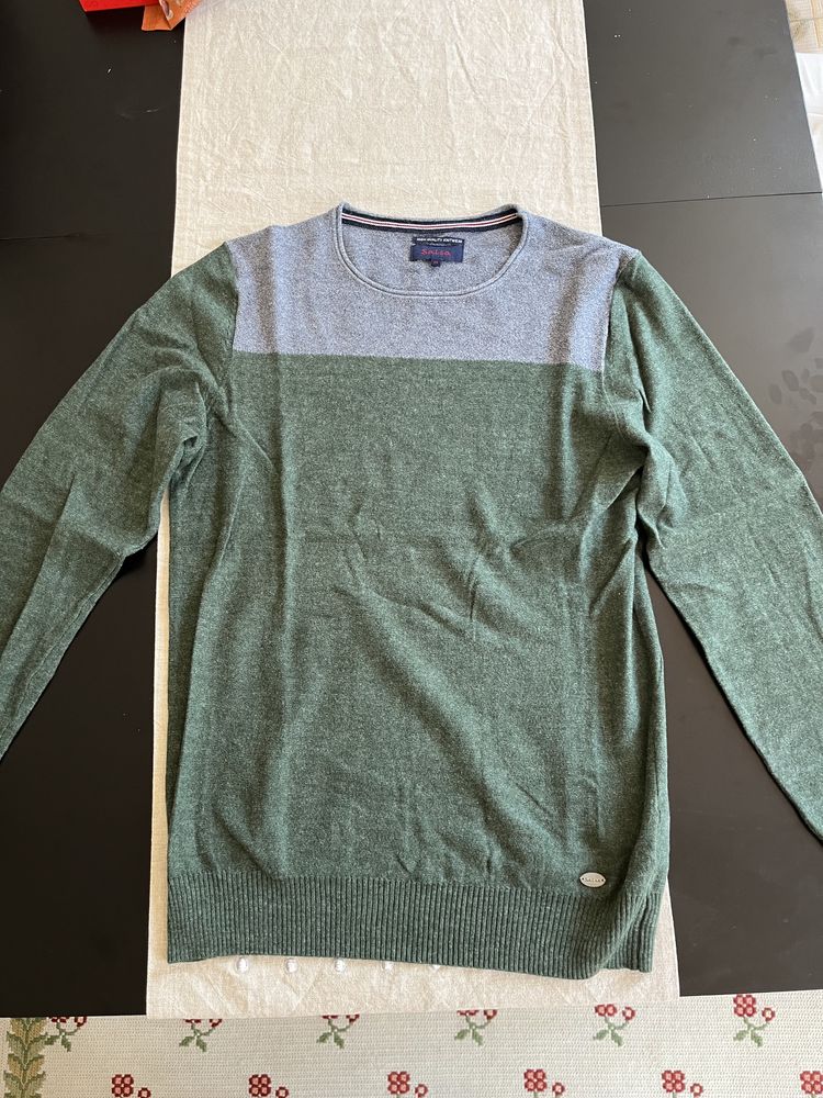 pullover salsa verde e cinzento M