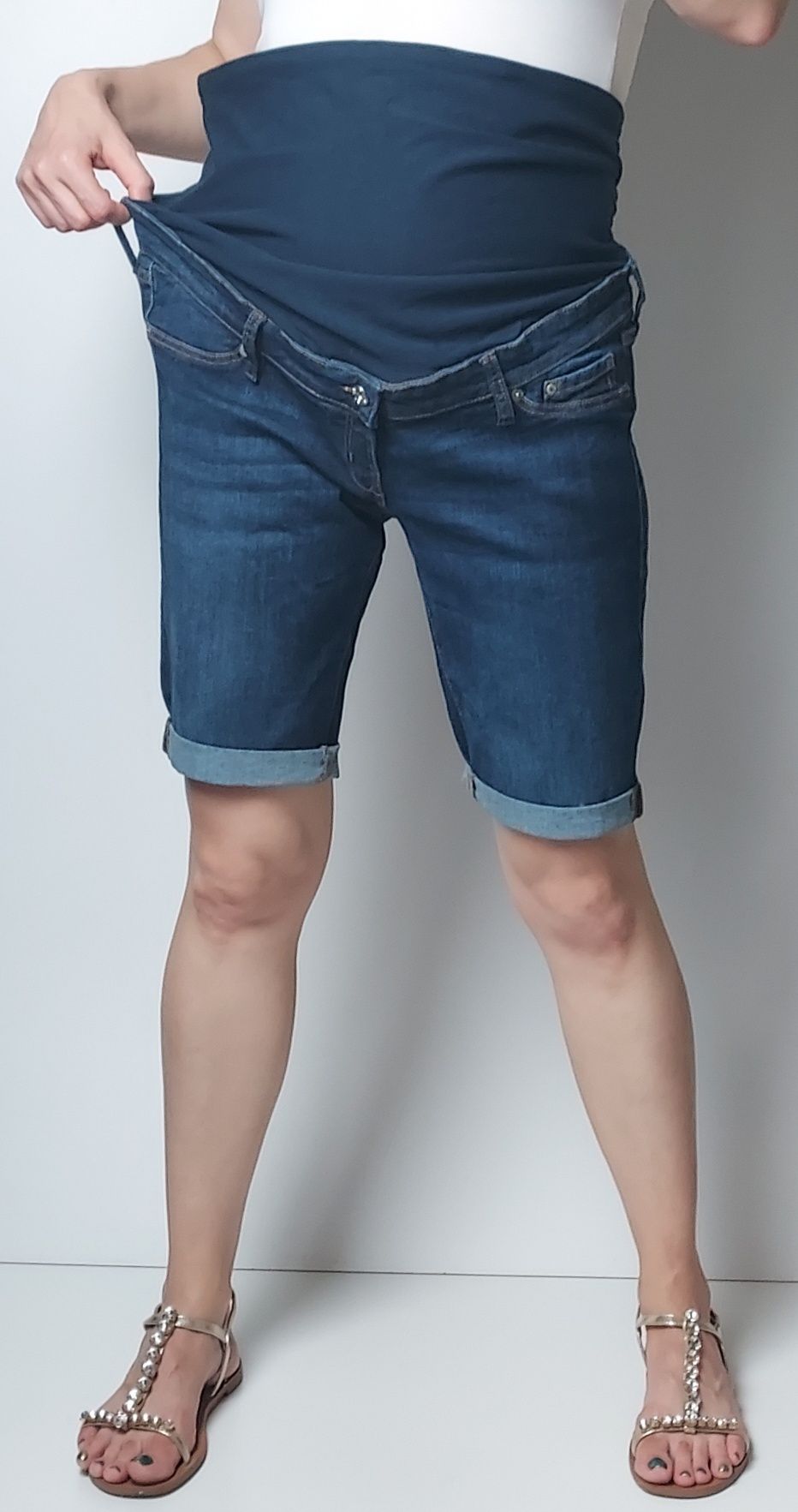 H&M MAMA_jeansowe ciążowe spodenki_42/XL