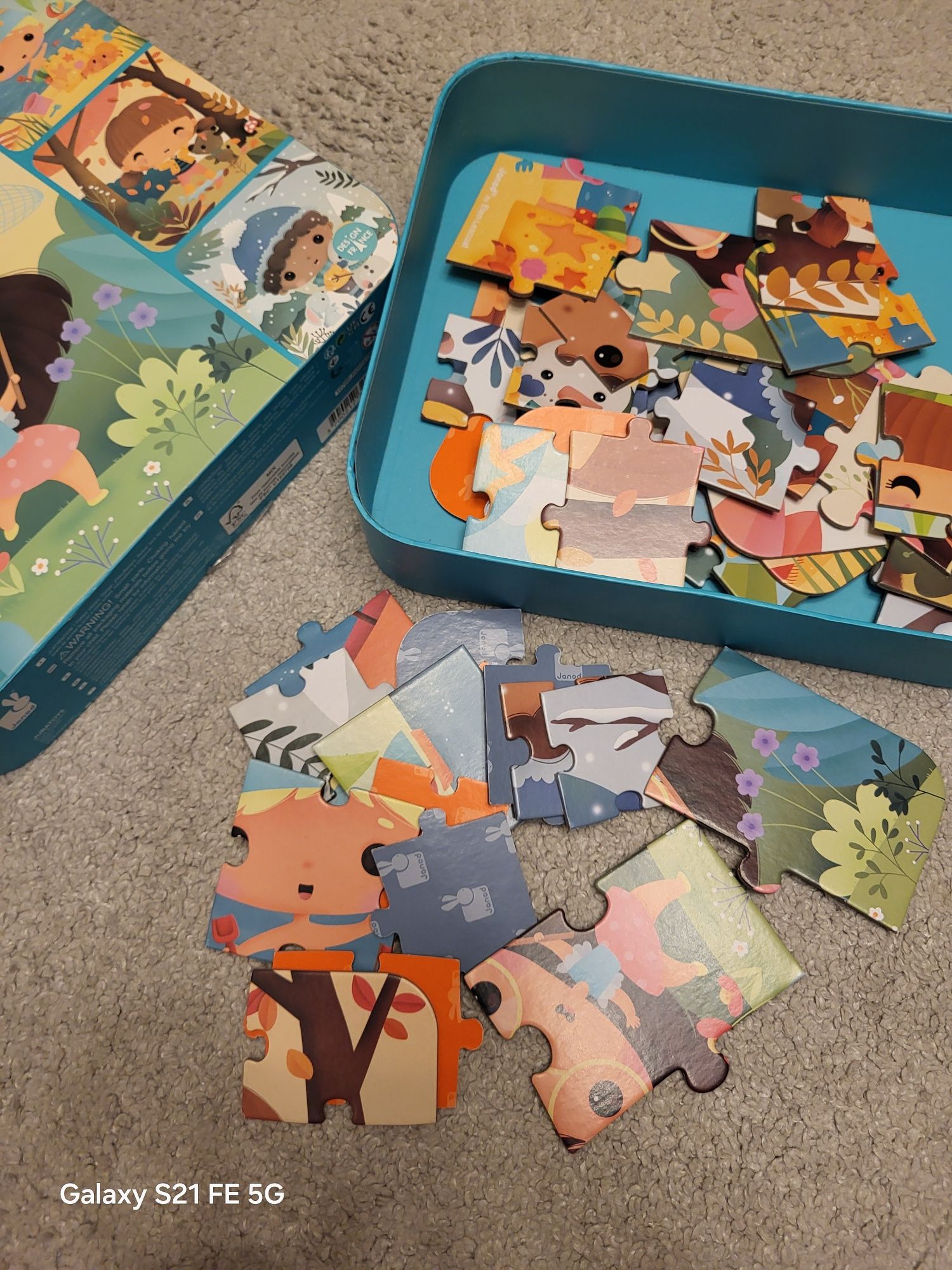 Puzzle w walizce, 4 rozmiary z dziećmi Janod