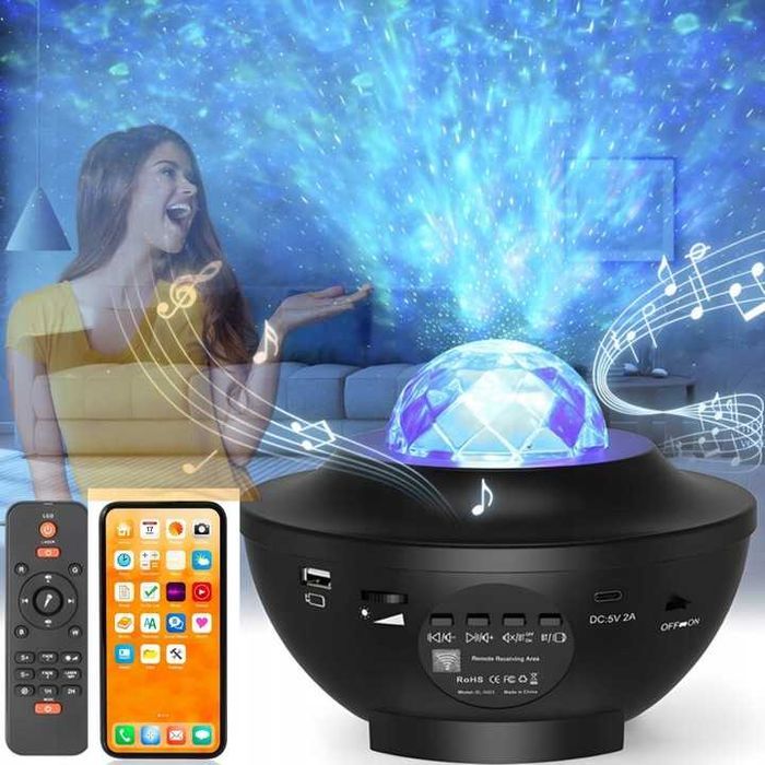 PROJEKTOR GWIAZD Rzutnik Nieba Lampka Nocna Głośnik BLUETOOTH