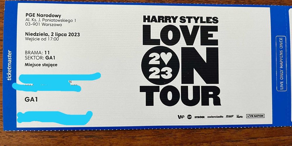 Harry Styles Warszawa 2 bilety GA1