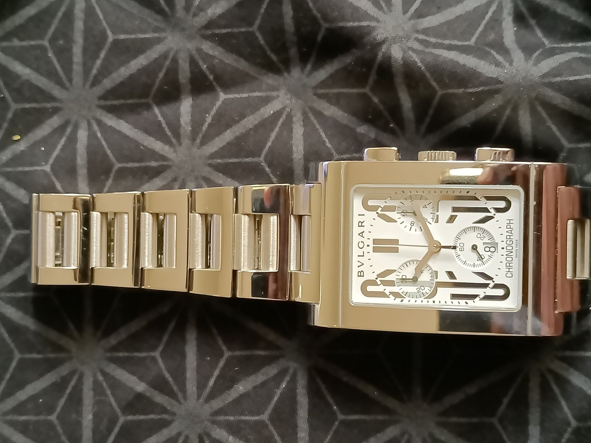 Bvlgari rectangle quartz chronograph watch