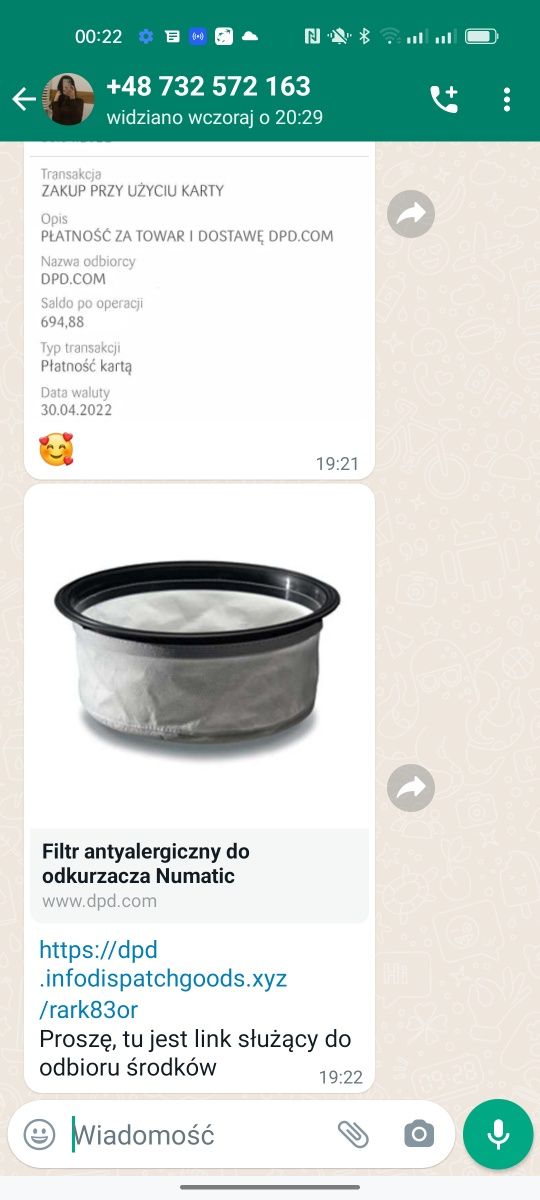 Filtr antyalergiczny do odkurzacza Numatic