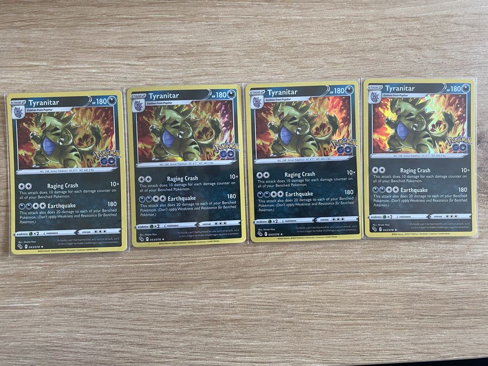 4x Karta Holo Pokémon TCG - Tyranitar 043/078 PGO