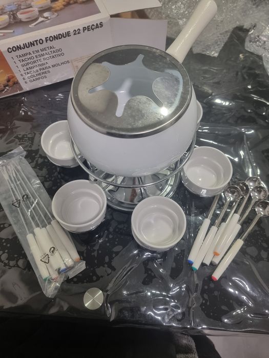 Conjunto fundue esmaltado