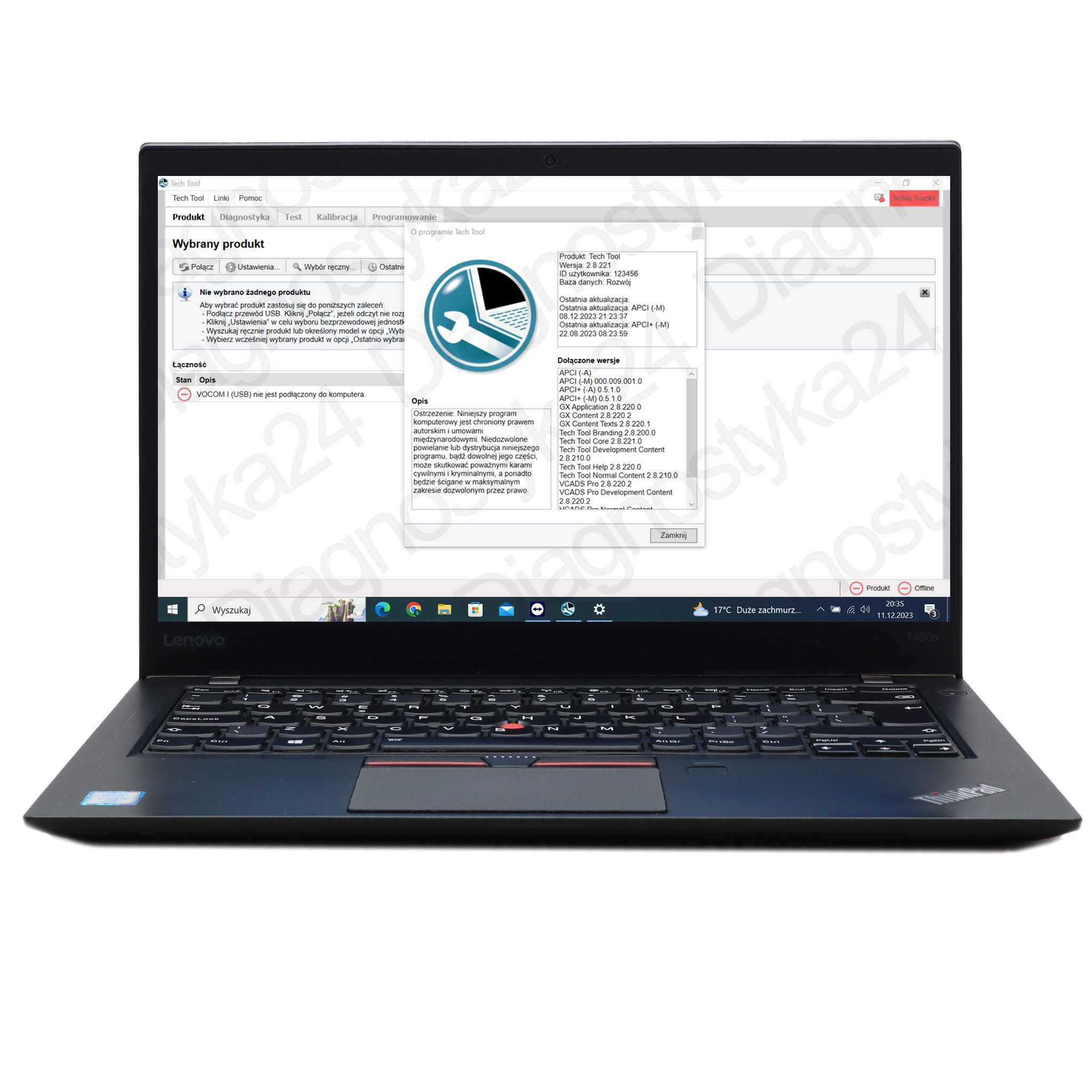 Tech Tool PTT 2.8.221 Vocom Nowa Wersja + Laptop Lenovo T460S 8GB i5