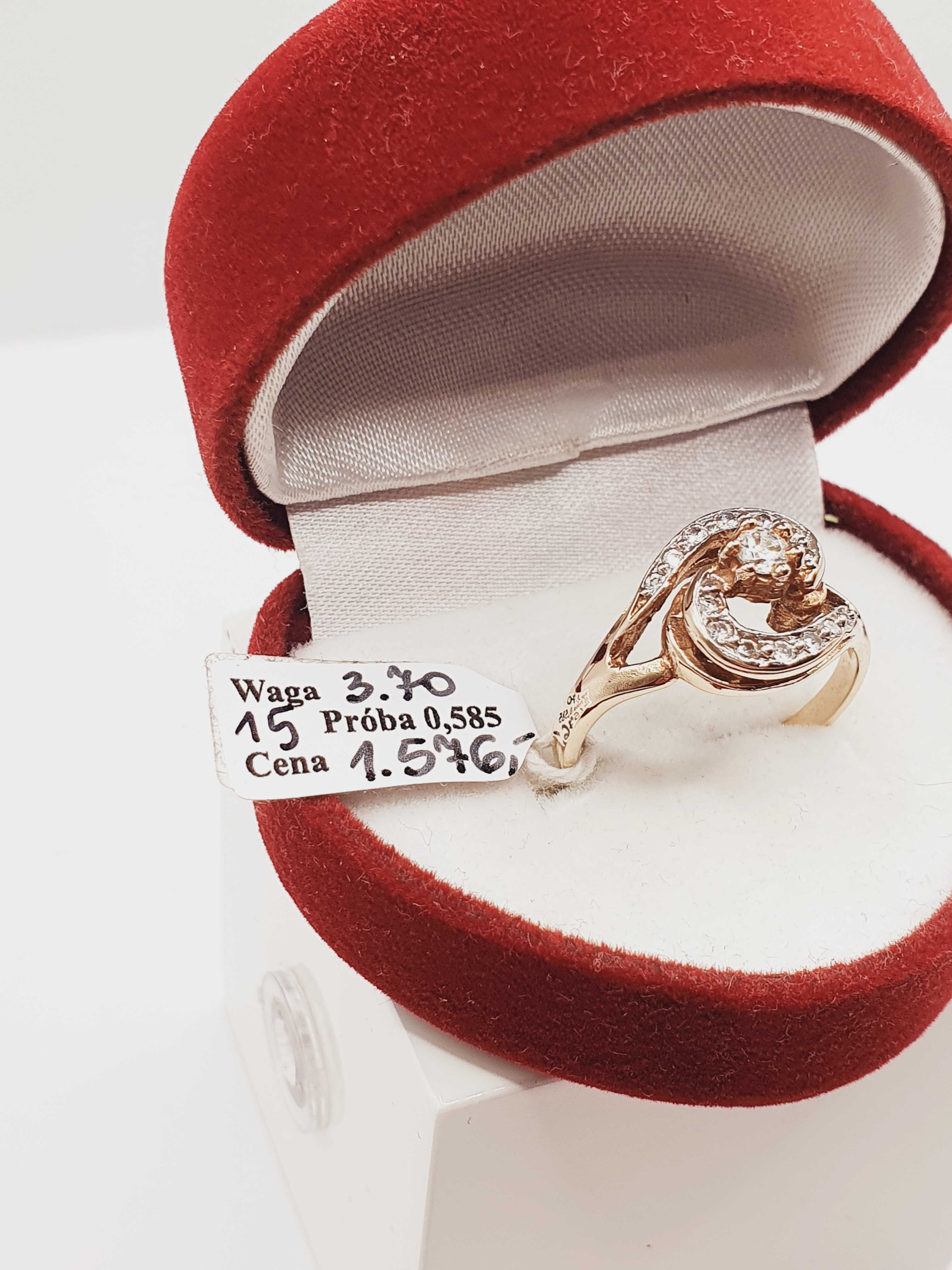 Nowy Piękny Złoty Pierścionek 585 (14K) rozmiar 15