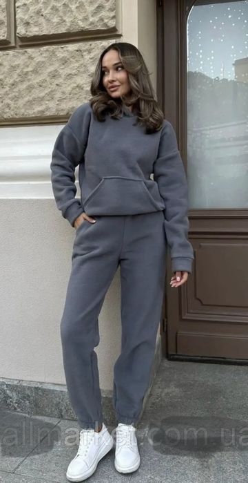 Жіночий теплий костюм фліс, 42-44 р. Графіт