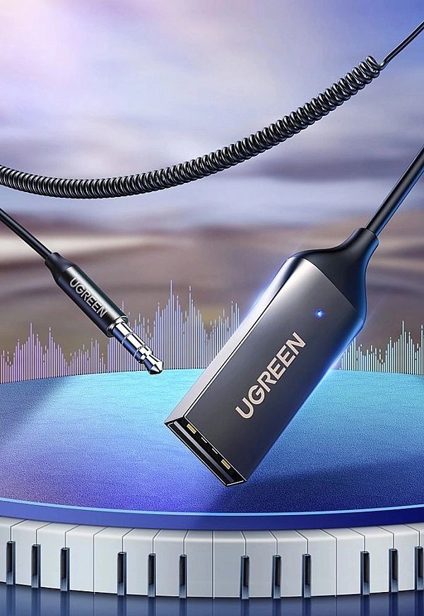 Ugreen odbiornik dźwięku Bluetooth 5.0 kabel USB adapter audio AUX jac