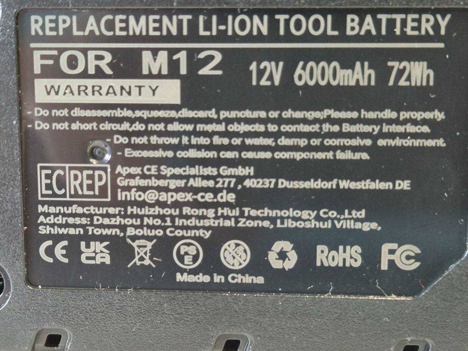 Akumulator zamienny bateria Li-Ion do Milwaukee 12 V pojemność 6Ah M12