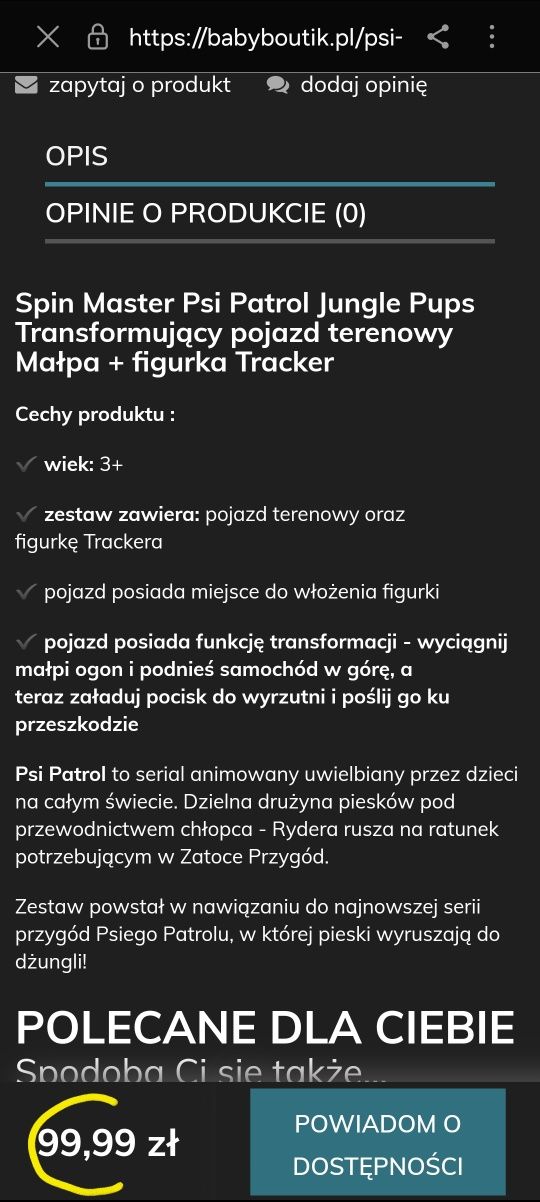 Psi Patrol Jungle Pups Transformujący pojazd terenowy Małpa + figurka