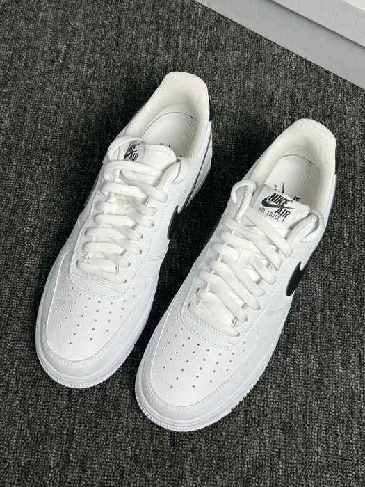 Białe Buty Nike Air Force 1 White Black Leather Roz.44