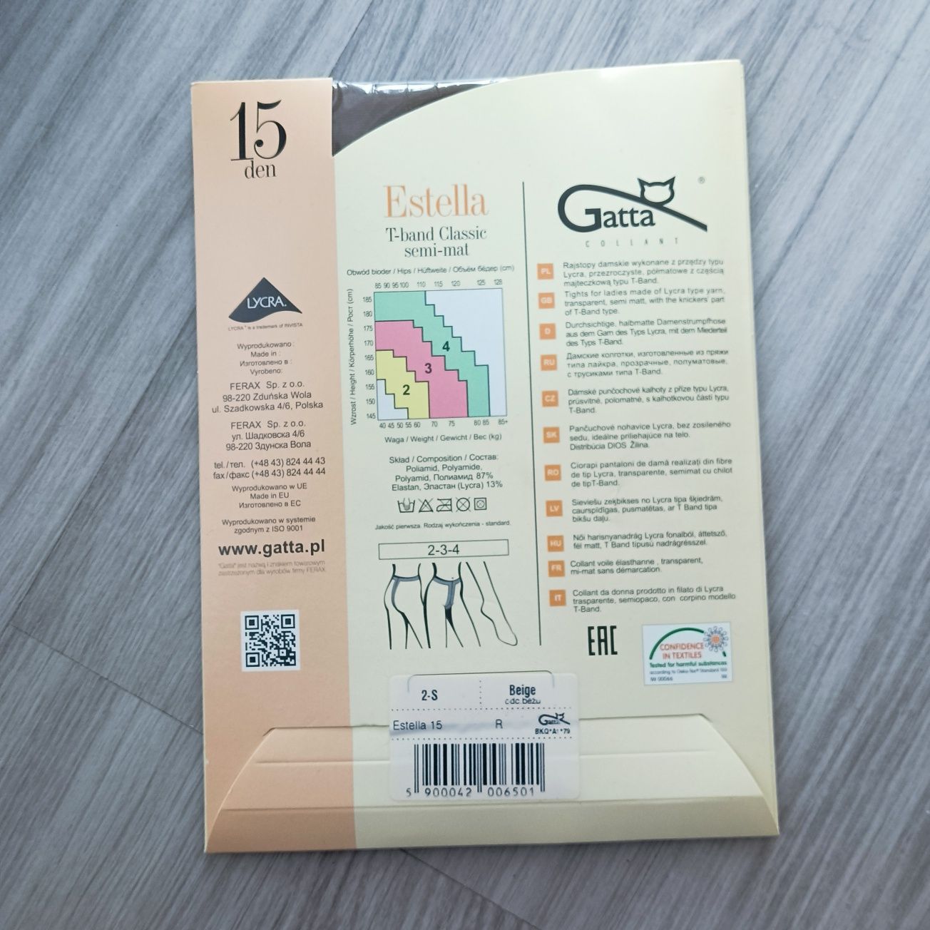 Rajstopy Gatta Estella 15 den 2-S beige nowe