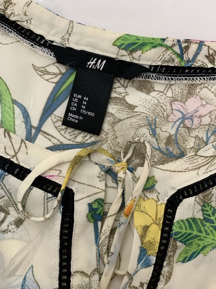 Bluzka w kolorowe kwiaty kroj kimono falbanki na lato do pracy 44